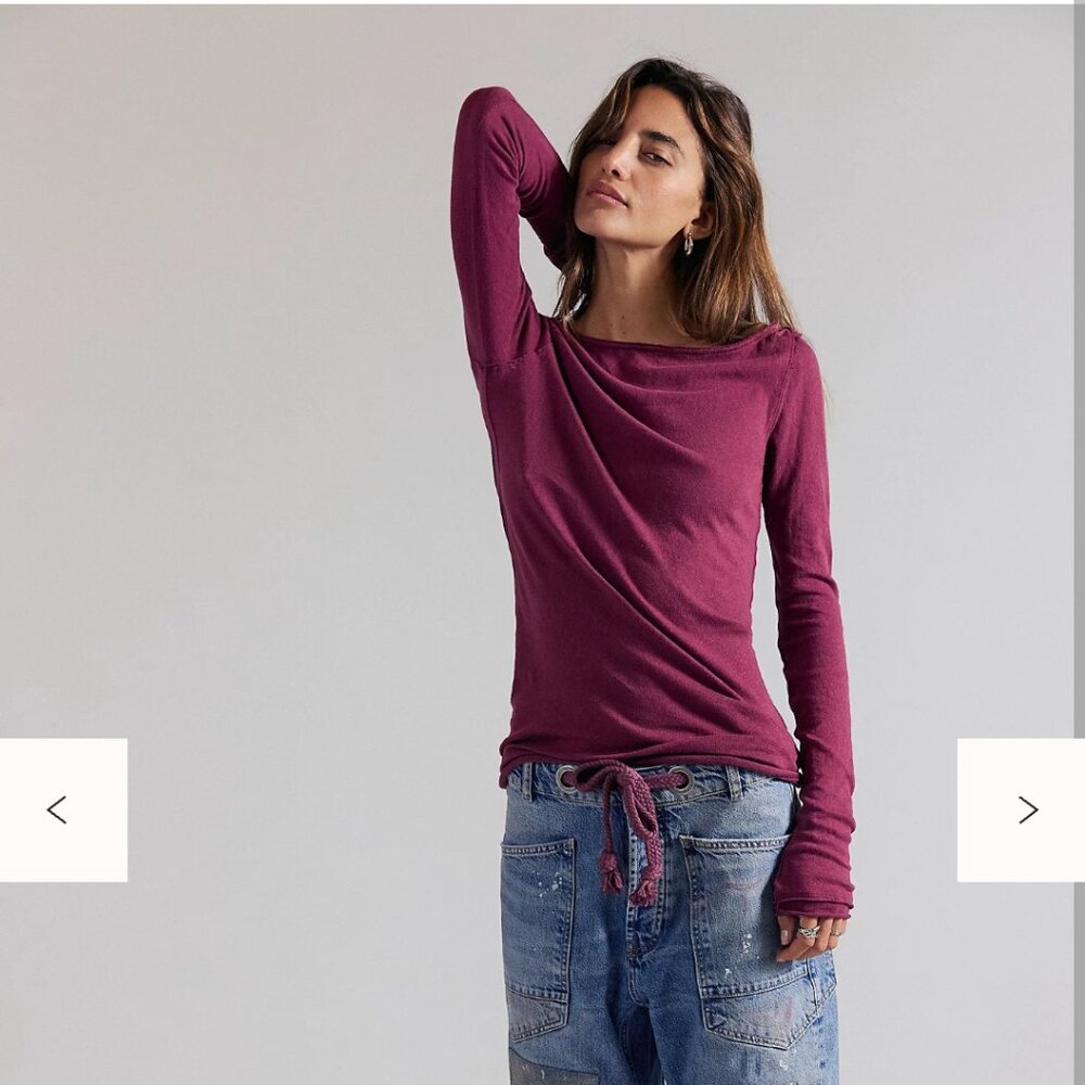 Free people most loved long sleeve maroon (Dionysus) tee large